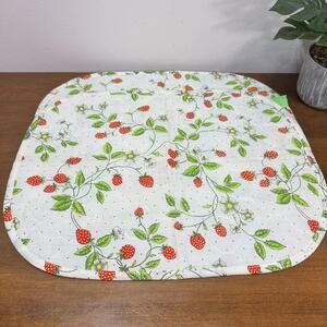 Vintage Strawberry Quilted Placemats Set of 2 Table Decor Made in the USA